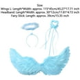 thumbnail image 3 of TiaoBug Angel Feather Wings with Headband Fairy Stick Accessory Set for Themed Party Fancy Dress-up Light Blue L, 3 of 3