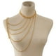 thumbnail image 2 of Cadena de moda para mujer, joyería de hombro multicapa, borlas, collares de disfraz Dorado A, 2 of 9