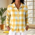 thumbnail image 3 of Iyufng Womens Collared Plaid Button Down Shirts Casual Long Sleeve Blouse, 3 of 7