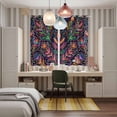 thumbnail image 6 of Curtains 63 Inch Length 2 Panels, Mexico Flower Grommets Window Treatment Curtain, Abstract Geometric Colorful Floral Plant Thermal Curtains Drapes for Living Room/Bathroom, 6 of 9