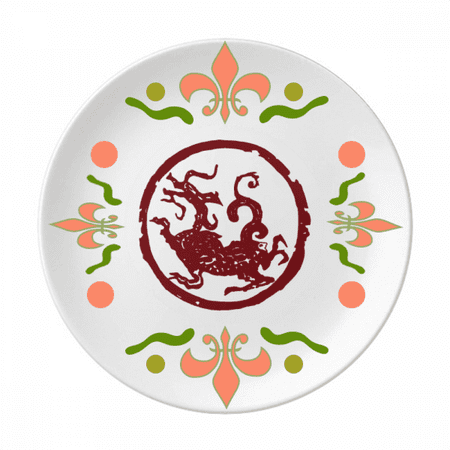 

Chinese Dragon Animal Circle Portrait Flower Ceramics Plate Tableware Dinner Dish