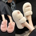 thumbnail image 2 of Fluffy Slippers Women's Outfit Spring and Autumn Flat Toe Cute Fluffy Cotton Slippers, 2 of 6