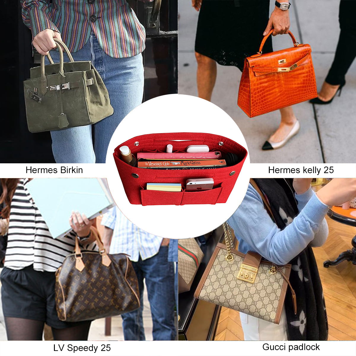 Purse Organizer Insert with zipper Handbag & Tote Shaper, Fit Speedy, –  Luxury Handbags and more