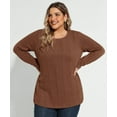 thumbnail image 6 of CASSIE LIZ Womens Sweaters Plus Size Crew Neck Knit Pullover Fall Fashion Khaki Loose Fit Winter Dressy XL 14W 16W, 6 of 10