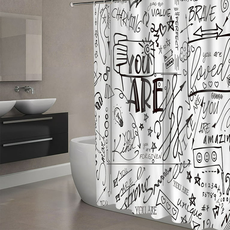 Funny Shower Curtain for Bathroom Accessories Inspirational Funny Quotes  Cool Shower Curtain Set 72x72in