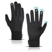 LERWAY Winter Warm Gloves, Thermal Black Warm Gloves Waterproof Touchscreen Non-Slip Freezer Gloves, Black, L