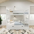 thumbnail image 2 of Plank+Beam Solid Wood Twin over Twin Bunk Bed with Storage Trundle for Adults/Kids, White, 2 of 10