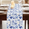 thumbnail image 3 of Table Runners 70 Inches Long Dress Scarves, Valentine's Day Farmhouse Coffee/Dining/Kitchen Table Decor, Holiday Table Runner, Blue Heart Love Modern Romantic Minimalist 13x70 Inch, 3 of 9