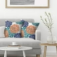 thumbnail image 3 of Burnt Orange Navy Blue Summer Outdoor Pillow Covers 20x20 Inch 2 Pcs, Teal Aqua Geometric Elegant Dahlia Floral Decorative Throw Pillows, Flower Decor Pillowcase Linen Cushion Cover for Couch, 3 of 5