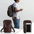 thumbnail image 3 of Yucurem Genuine Leather Men Shoulder Bag Casual Messenger Zip Phone Pouch (Brown), 3 of 10