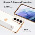 thumbnail image 3 of Designed for Samsung Galaxy S21 Plus 5G Case White Love Hearts Design for Women Girl Men, Luxury Plating with Strap Stand Full Camera Lens Protection Bumper for Galaxy S21 Plus 5G, 3 of 12