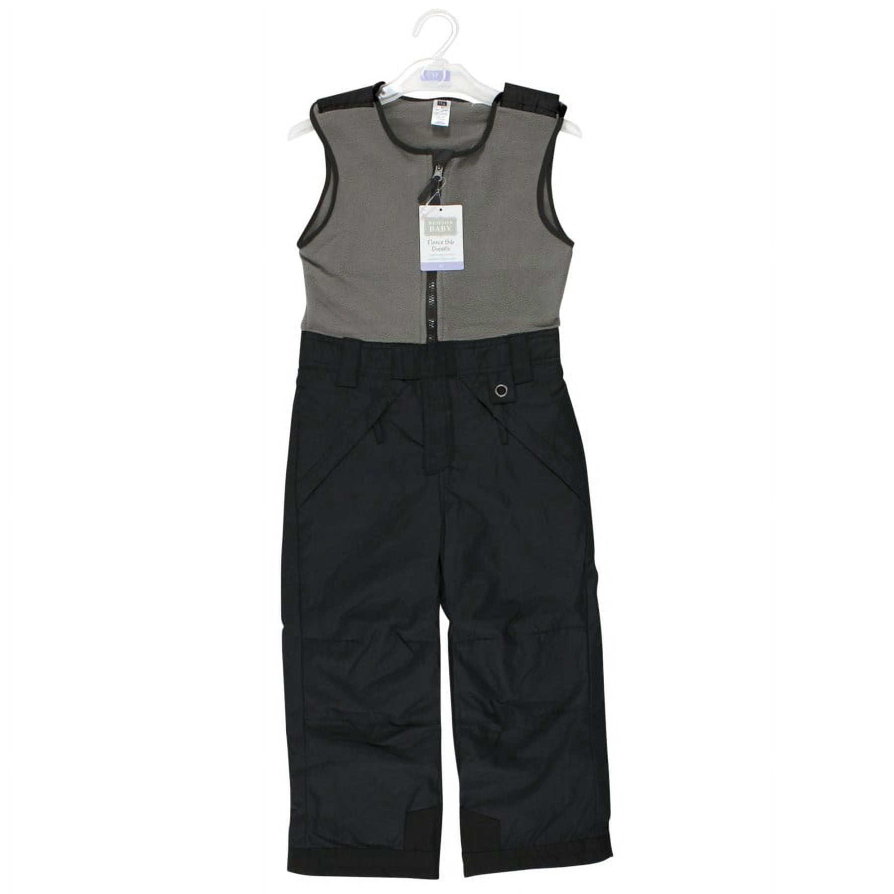 Hudson Baby Unisex Snow Bib Overalls with Fleece Top, Black Charcoal, X-Large