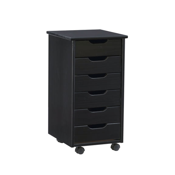 Linon Ansley 6-Drawer Rolling Storage Cart, Gray Finish