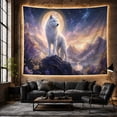 thumbnail image 6 of White Wolf on Mountain Under Full Moon, Mystical Fantasy for Wildlife Lovers, Majestic Wilderness Wall Art Christmas Gift, Tapestry Wall Hanging for Living Room and Bedroom, 6 of 7