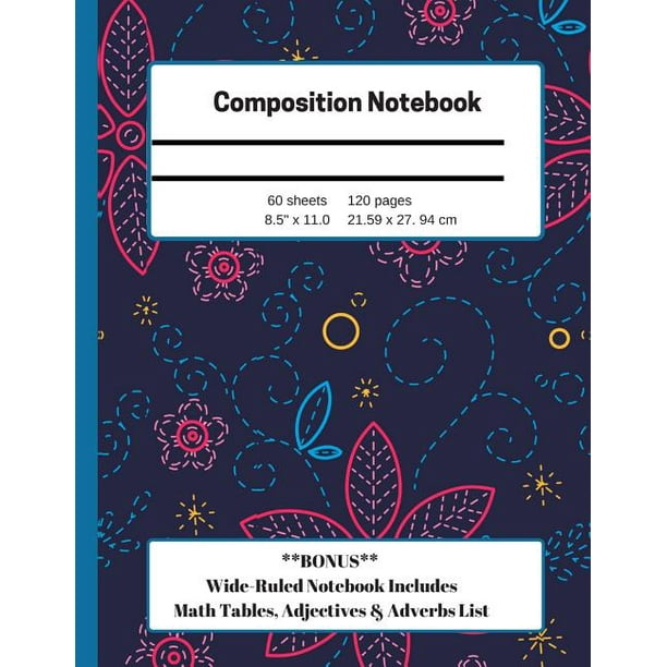 Composition Notebook: Wide-Ruled with BONUS Math Charts &amp; List of ...
