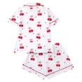 thumbnail image 4 of PNTUTB Pajama Set for Women Short-Sleeve Top and Shorts Printed Set Casual Collared Button-Down Cardigan Milk Silk Pajama Set, 4 of 6
