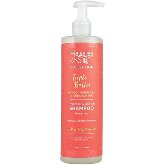 Hawaiian Silky Triple Butter Hydrate And Define Shampoo, 12 oz Bottle