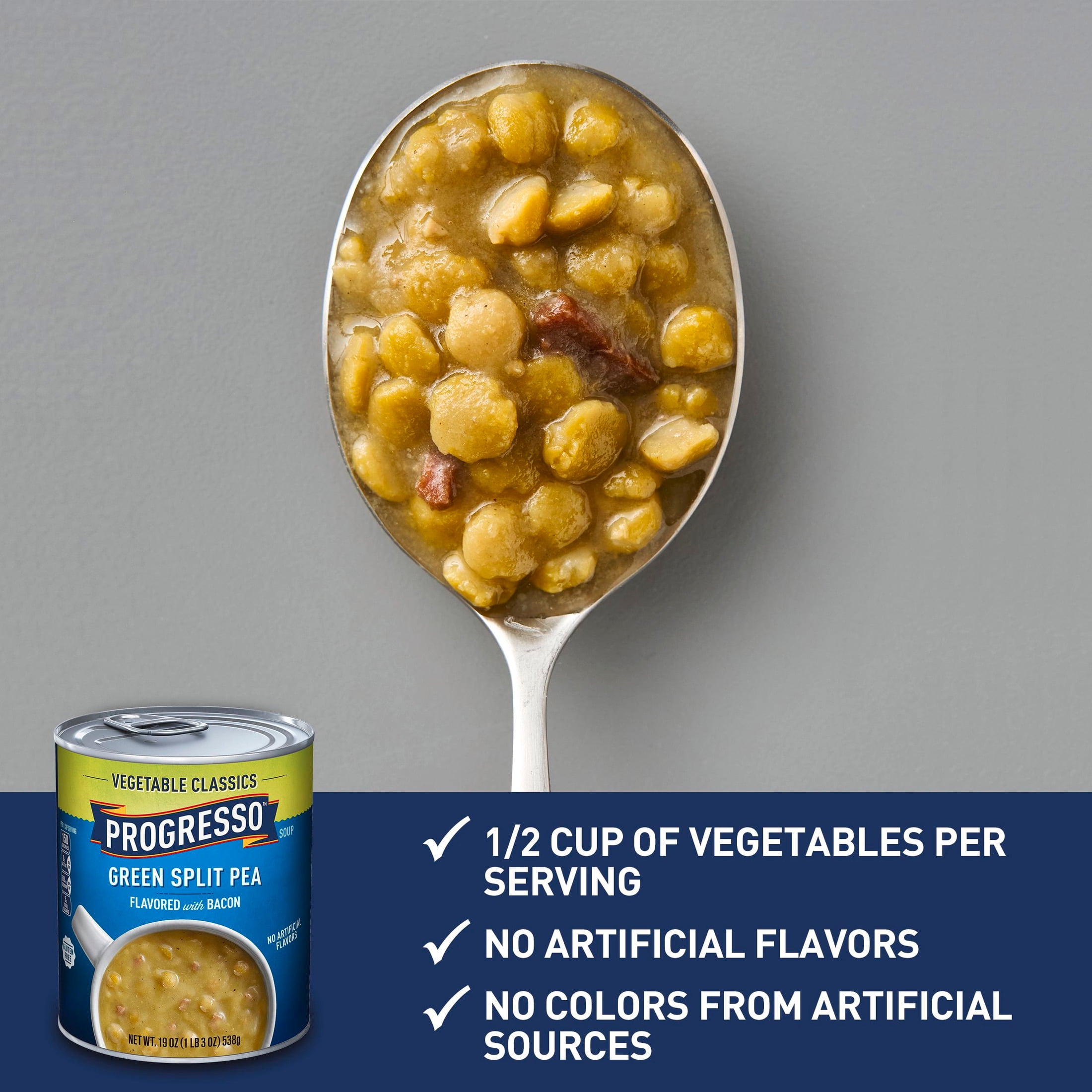 Progresso Green Split Pea Soup, Vegetable Classics Canned Soup, Gluten Free, 19 oz