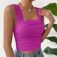 thumbnail image 3 of WBQ Women's Wide Strap Square Neck Crop Tank Tops Ribbed Texture Sleeveless Slim Fit Cami Shirts Backless Going Out Tops S-2XL, 3 of 6