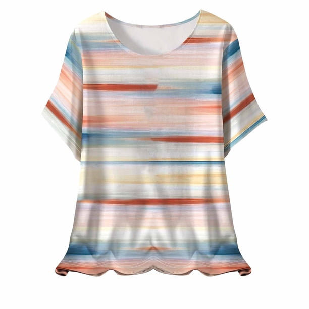 Camisetas de Manga Corta para Mujeres, Camiseta de Cuello Redondo Impresa de Moda, Primavera Y Verano Casual