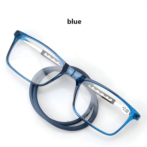 HBMYN Magnetic Reading Glasses for Women And Men,Portable Hanging Glasses for Computer Reading,Telescopic Feet Magnetic Glasses,Anti-Lost,Blue 2.5D