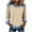 Beige, variant on Womens Waffle Knit Pullover Denim Patchwork Crew Neck Long Sleeve Shirts Casual Loose Streetwear Going Out T-Shirt