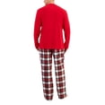 thumbnail image 4 of Club Room Men's Plaid Fleece Pajama Top & Pants Set Bright Red XL, 4 of 5