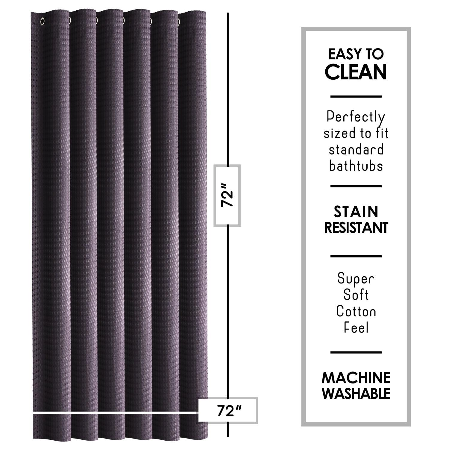 (3 pack) LammaLoe Purple Shower Curtain, Waffle Weave Heavy Duty Fabric Shower Curtain, 72” x 72" Hotel Luxury 256 GSM Bathroom Curtains
