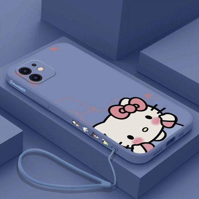 Cute Hello Kitty Phone Case For iPhone 15 14 13 12 11 Pro Max Mini X XR XSMAX SE 8 7 6S Plus Soft Liquid Silicone Cover RJ