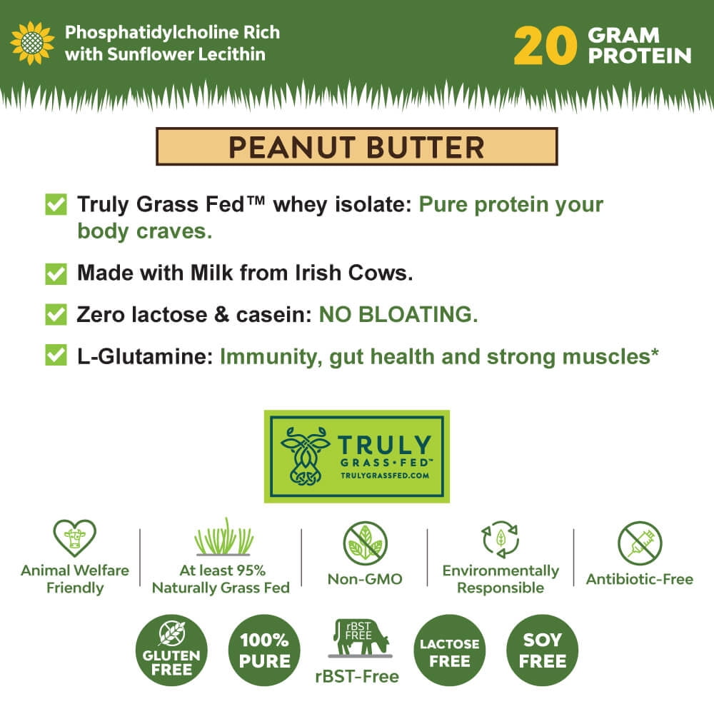 MariGold Peanut Butter Grass-Fed Whey Isolate Protein Powder 1LB - Cold Processed, Undenatured, Non-GMO, rBGH Free, Soy Free, Gluten Free