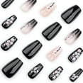 thumbnail image 4 of 24 Pieces Fall Flower Press on Nail Coffin False Nail Glossy Acrylic Nail Winter Stick on Nail for Women Girls Manicure, 4 of 10
