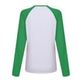 thumbnail image 6 of Penkiiy Trendy St. Patrick's Day Patchwork Tee for Women - Comfy 3-Tone Printed Long Sleeve Top XL Green, 6 of 6