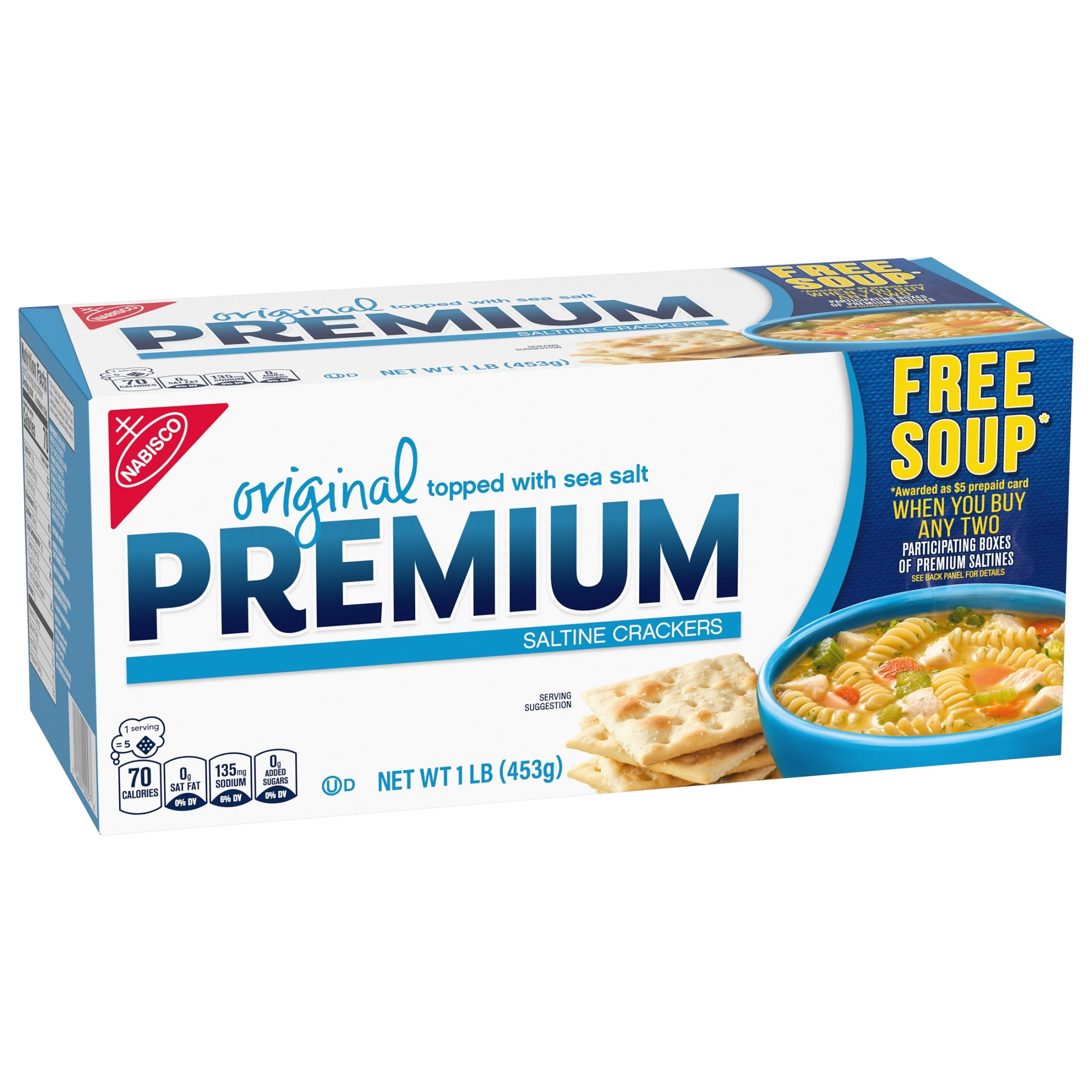 Premium Original Saltine Crackers, Lunch Snacks, 16 oz