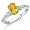 thumbnail image 2 of Gem Stone King 10K White Gold Yellow Citrine and White Lab Grown Diamond Engagement Ring for Women (1.48 Cttw, Oval 8X6MM, Gemstone November Birthstone, Size 9), 2 of 4