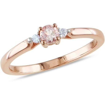 1/6 Carat T.G.W. Morganite and Diamond-Accent Pink Rhodium-Plated Sterling Silver Fashion Ring