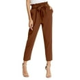 thumbnail image 2 of Women's Casual Pants High Waisted Trousers For Daily Wear Vacation Comfortable Tied Waist 9 Length Cropped Pants With Bow Detail, 2 of 5