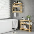 thumbnail image 4 of Bathroom Shelf Storage Organizer, Bathroom Shelf 3-Tier Adjustable Layer Bamboo Organizer with Bar, Hanging, Freestanding Over Toilet Utility Shelves, Beige, 4 of 9
