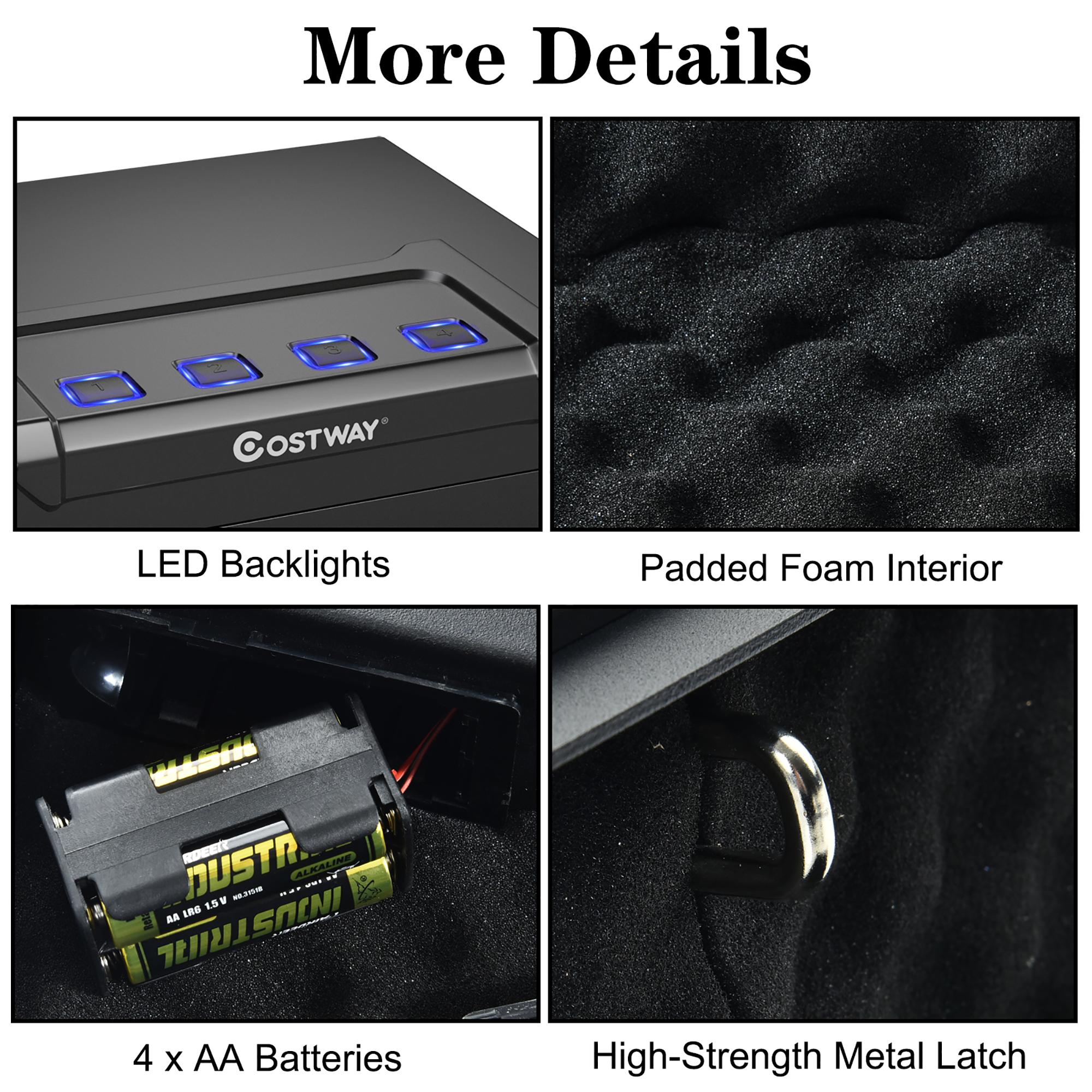 Costway Heavy-Duty Gun Safe, Quick-Access Pistol Storage, Black, 1-2 Handguns