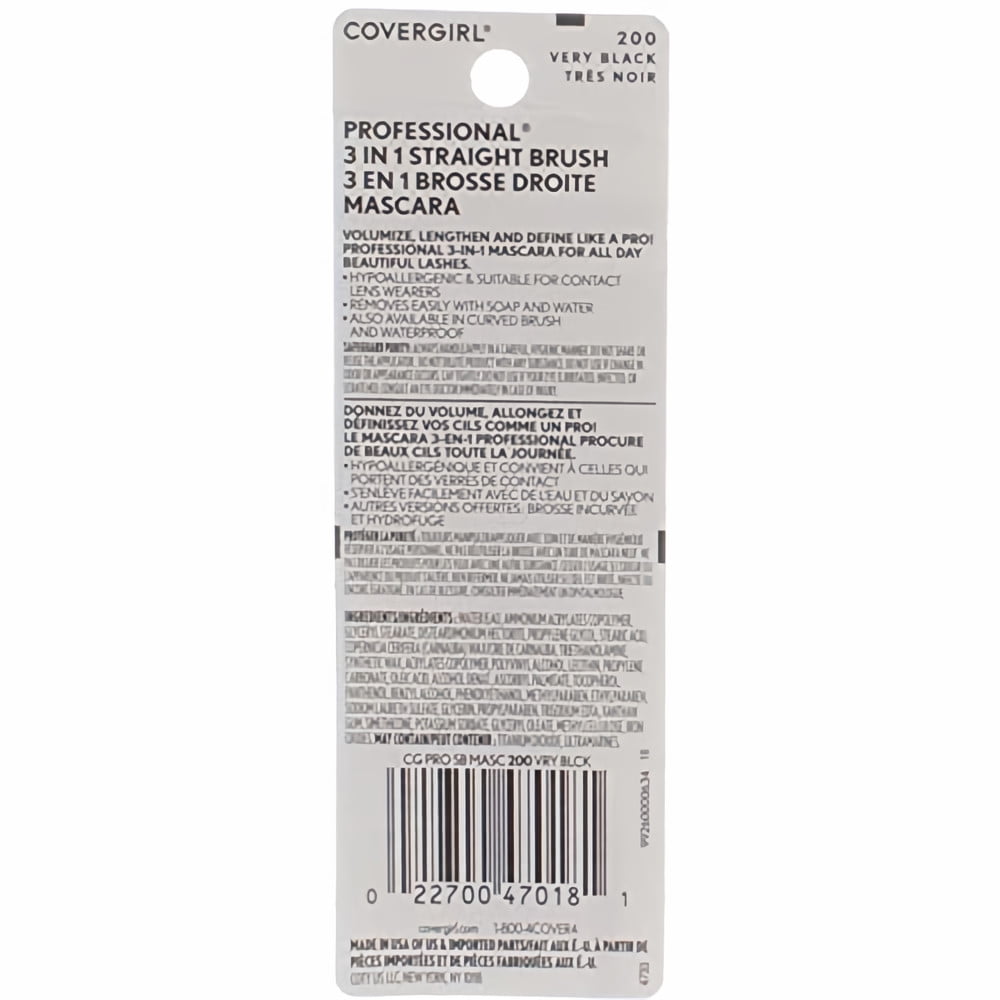 COVERGIRL Professional Mascara Regular Brush Very Black 200 .3 Fl Oz (Pack of 6)