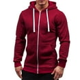 thumbnail image 2 of TOWED22 Hoodie for Men Full Zip Up Sweatshirts Hoodies Lightweight Fashion Jacket with Pockets(Red,XL), 2 of 5