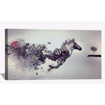 Modern Abstract Canvas Wall Art Abstract Zebra Migration Framed Painting Wall Decor for Bedroom Livingroom Office Ready to Hang