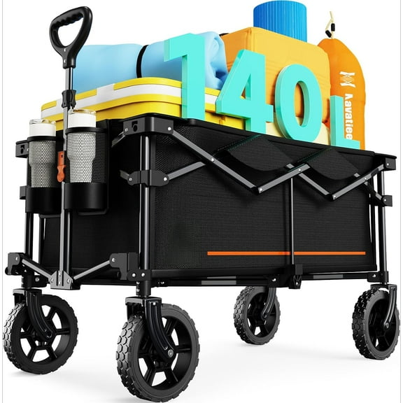 140L foldable folding cargo truck, large capacity folding cargo truck with silent all-terrain wheels, practical shopping cart for outdoor camping shopping