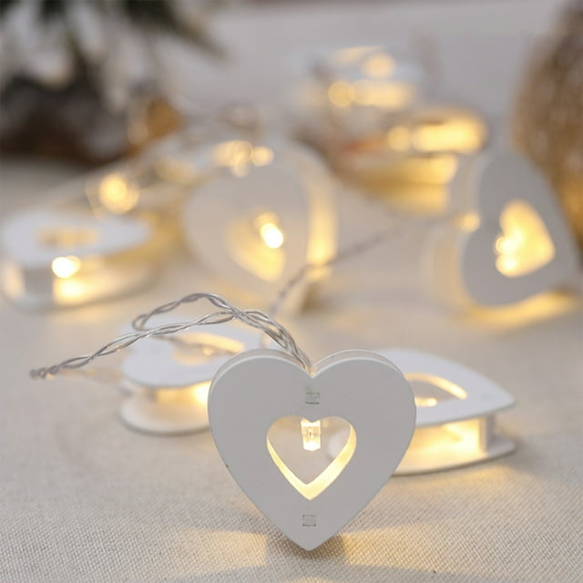 Xihbxyly Luces Led Navideñas de Madera con Forma de Copo de Nieve, Funciona con Pilas, Diseño de Casa Pequeña Ahuecada, Decoración para Supermercado o Dormitorio, Ambiente Festivo, 1 Cadena de Luces,