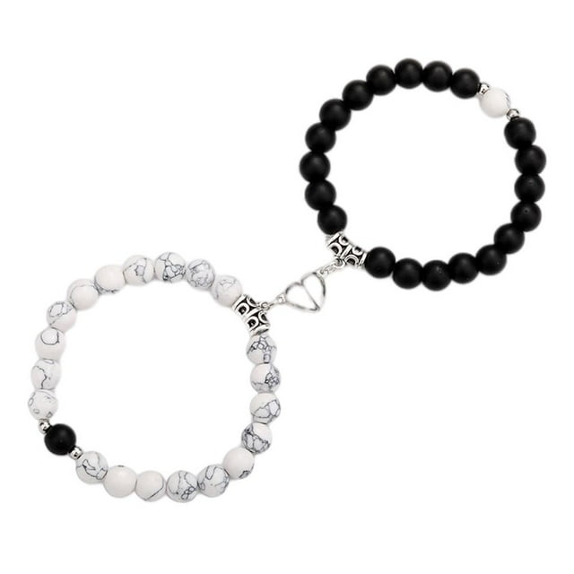 1 par de pulseras de atracción de imán en forma de corazón Yuyangstore Turquesa blanco