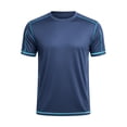 thumbnail image 4 of hlysgo Mens Workout Quick Dry Shirts Athletic Moisture Wicking Running Gym Mesh Shirt Performance Lightweight T-Shirts Dark Blue,6XL, 4 of 5