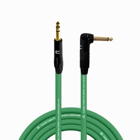 1/4" TRS Male to Right Angle 1/4" TS - 30 Feet - Green - Pro 3-Pin Microphone Connector for Powered Speakers, Audio Interface or Mixer for Live Performance & Recording