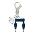 thumbnail image 2 of Delight Jewelry Silvertone Enamel Blue Chai - Silvertone Clip on Charm with Clear Crystal Drop, 2 of 4