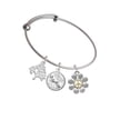 thumbnail image 2 of Delight Jewelry Two-tone Large Daisy with Peace Sign Silvertone Let Things Go Tree Charm Bangle Bracelet, 2 of 4