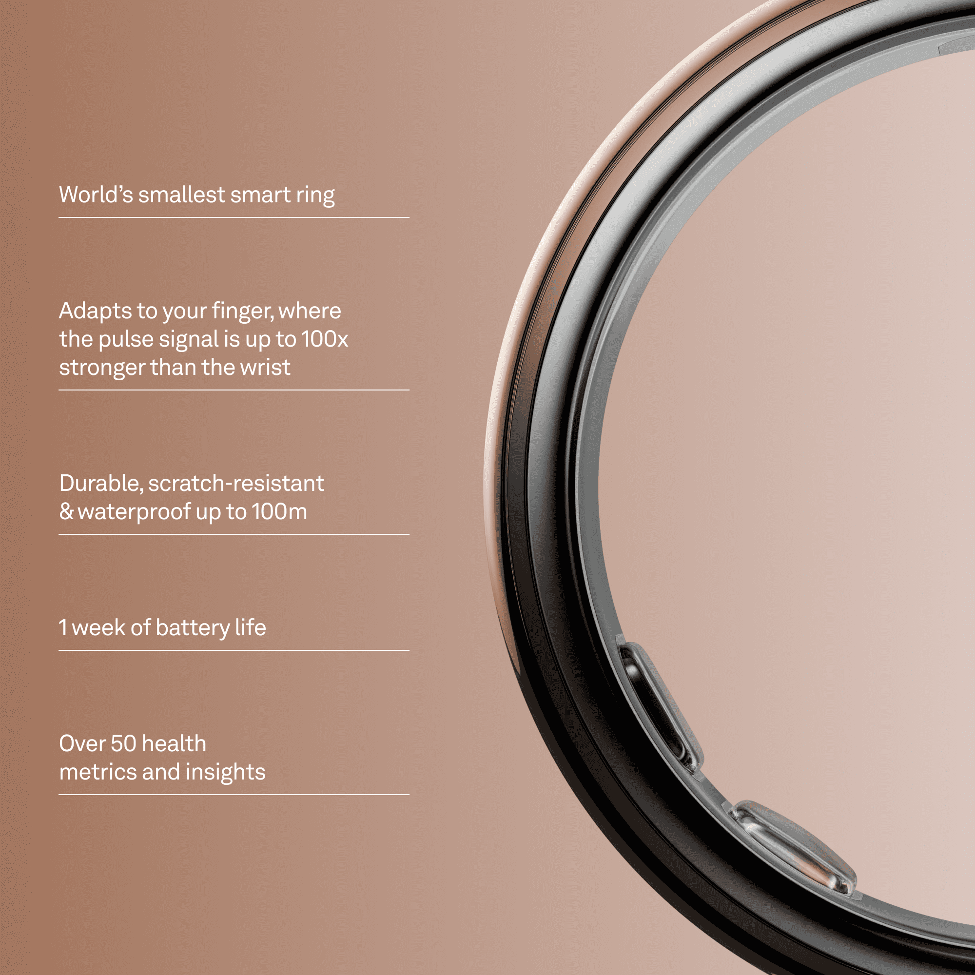 Oura Ring 5 - Deep Rose - Size 10 - World’s Smallest Smart Ring - Sleep, Activity, Women’s Health, AI Advisor, 1 Week of Battery Life, Size Before You Buy, Android & iOS Compatible