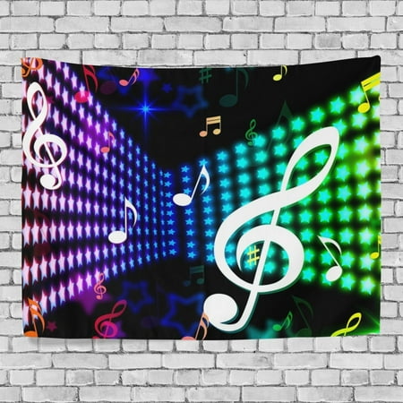 POPCreation Music Note Home Decor Collection, Bright Color Note Wall Art Polyester Tapestry Wall Hanging Art 40x60 inches